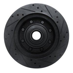 Ford E-350 Econoline Club Wagon Brake Rotor (1) - Front Left - R1 Concepts - Drilled & Slotted - Black - `95-`07